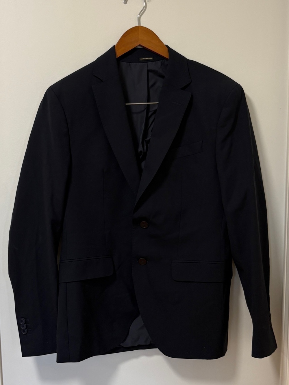 Massimo Dutti extra fine merino wool navy blazer Sz 36 US 6 office preppy